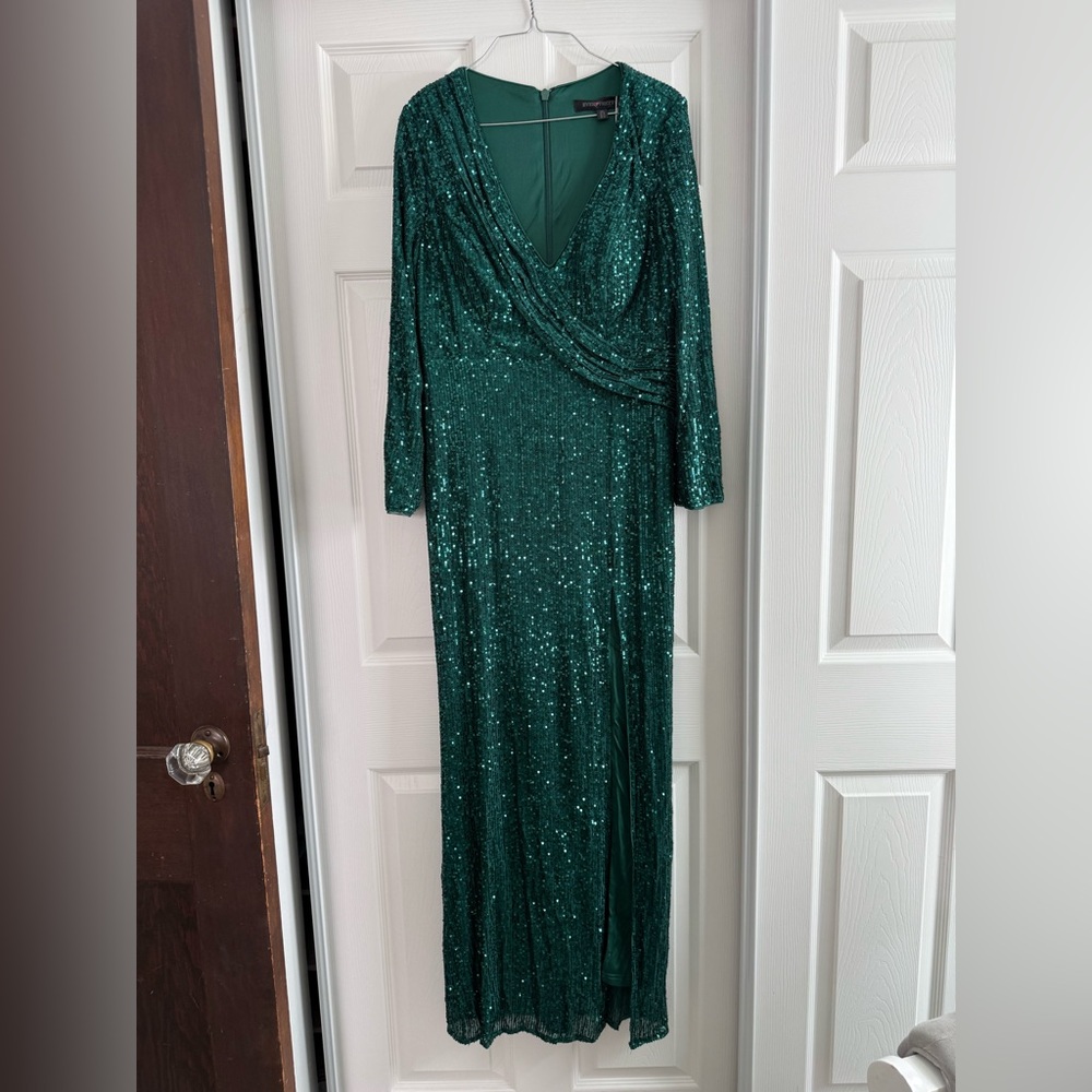 Ever Pretty Teal Sequin Long Sleeve Dress